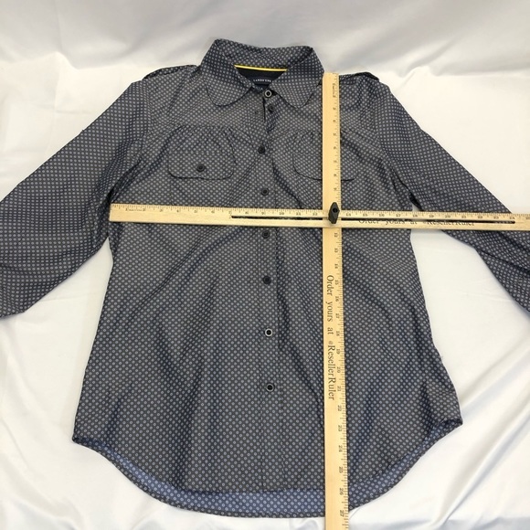 5/$20‎ LANDS' END blue patterned button down top s - Picture 5 of 7